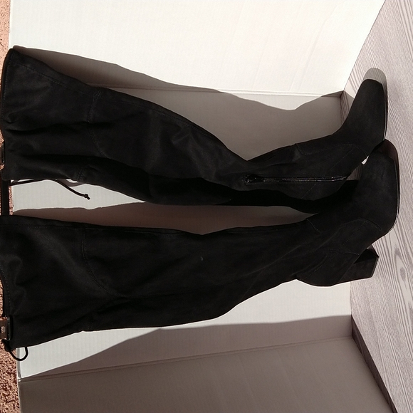 Unisa Quesia Black Faux Suede Over-The-Knee Boots - Picture 6 of 14